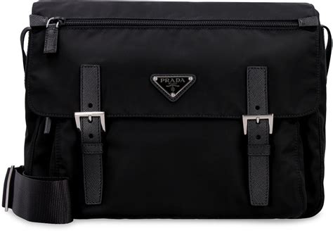 prada studded nylon messenger bag black|prada nylon messenger bag vintage.